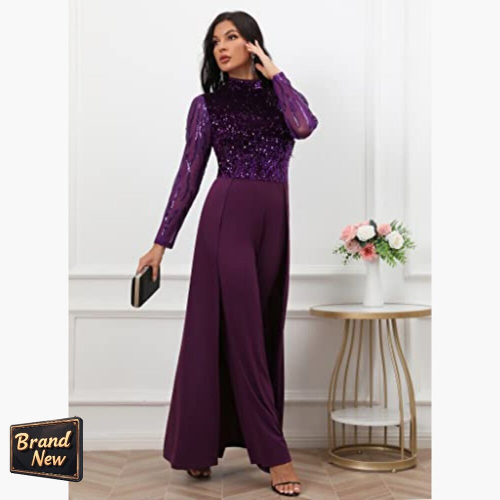 Sequined Patchwork Jumpsuit High Waist Romper Wom… - image 6